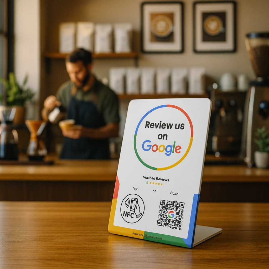 Expositor Reseñas Google NFC QR